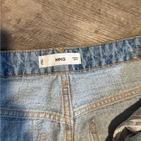 Mango asymmetric button up detail midi denim skirt in light size large - Picture 7 of 8